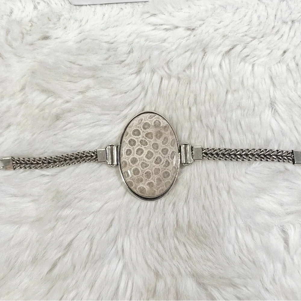 Fossil Coral 925 Large Gemstone Necklace Bracelet & Earrings - Picture 3 of 11